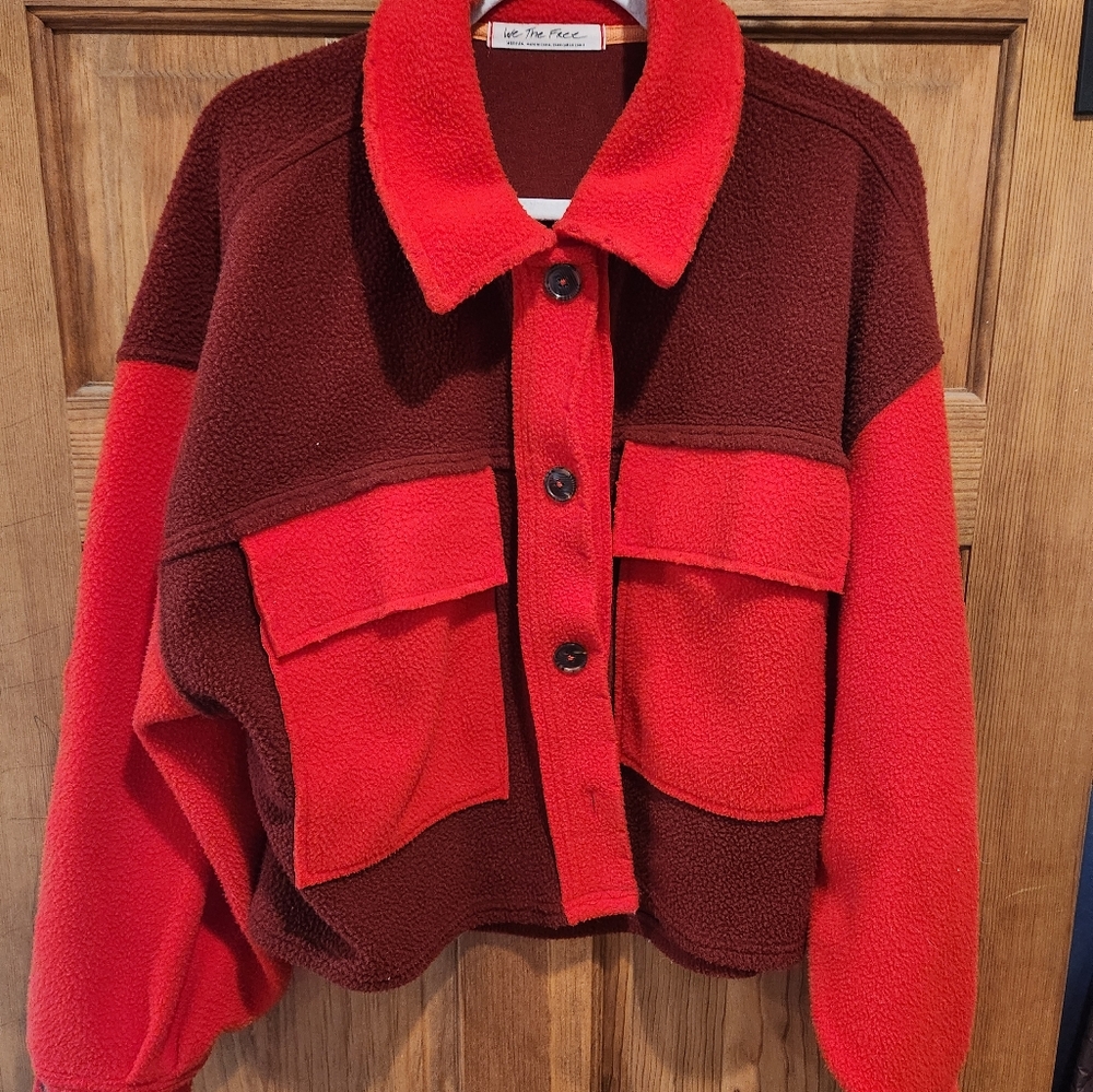 Free People color block shacket cropped